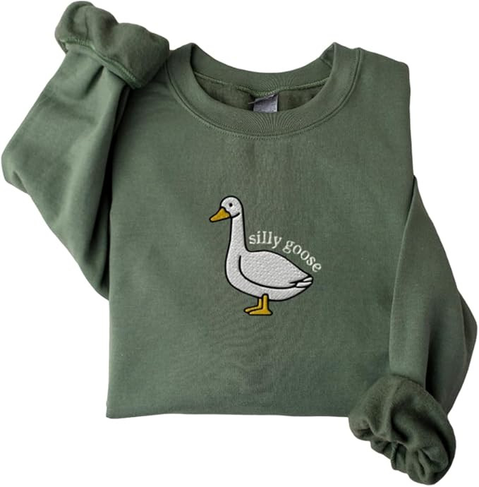 Embroidered Goose Shirt, Goose Crewneck, Goose Bump Sweatshirt, Funny Embroidered Shirt, Farm Ani... | Amazon (US)