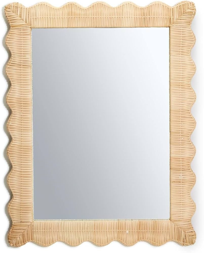 Two's Company Wicker Weave Decorative Mirror Wall Decor, 23x30 Hand Woven Rattan Wall Mirror - Co... | Amazon (US)