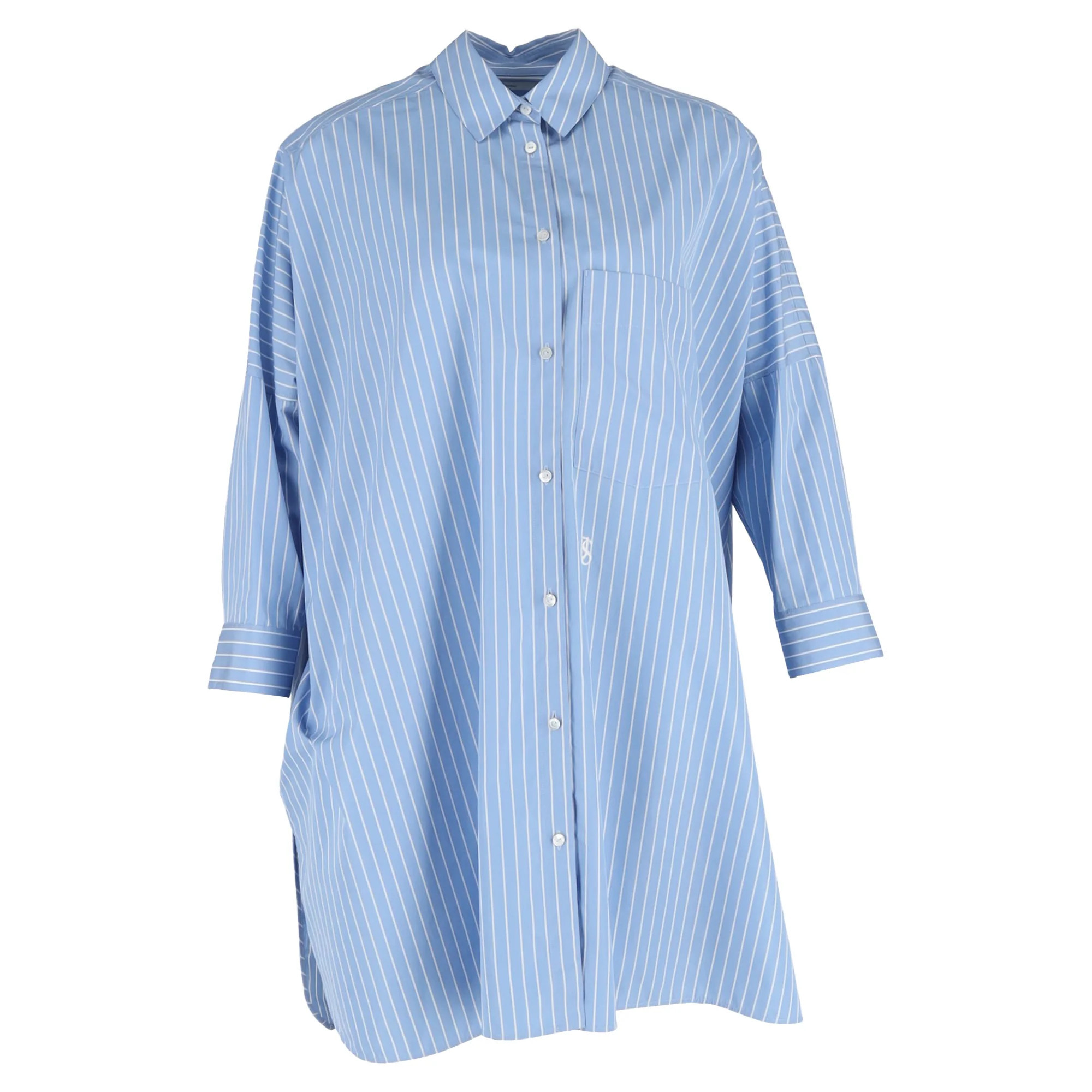 Jil Sander Striped Shirt in Light Blue Cotton | Shop Simon