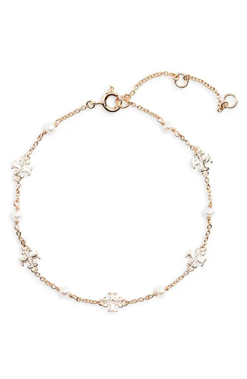 Tory Burch Kira Cultured Pearl Chain Bracelet in Tory Gold /Pearl at Nordstrom | Nordstrom