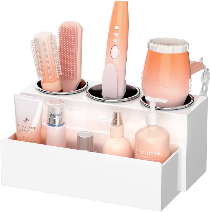 NIUBEE Hair Tool Organizer, Acrylic Hair Dryer and Styling Holder, Bathroom Countertop Blow Dryer... | Amazon (US)