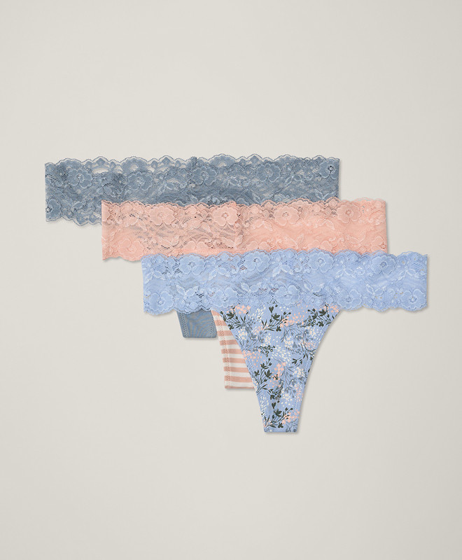Women’s Lace Waist Thong 3-pack made with Organic Cotton | Pact | Pact Apparel