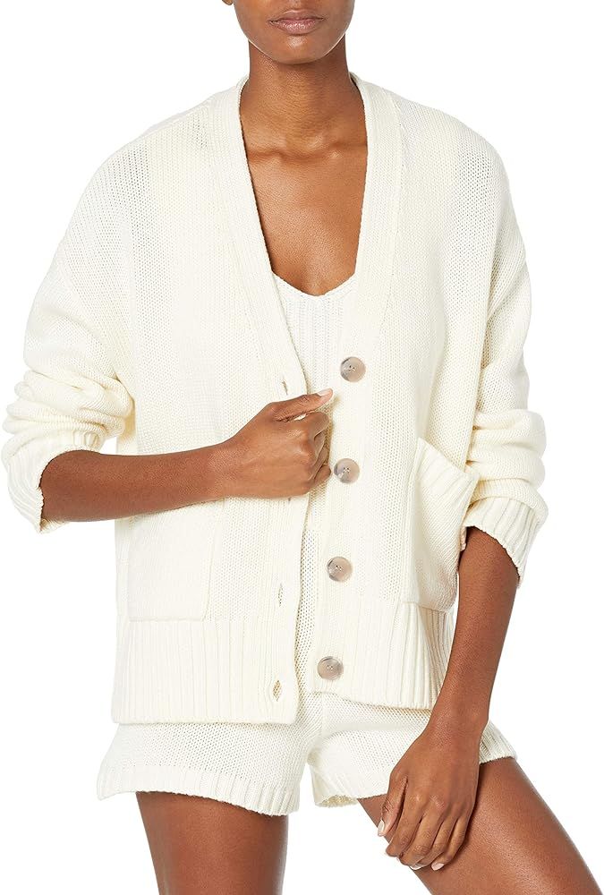 The Drop Women's Brigitte Chunky Button Front Pocket Ribbed Cardigan, Whisper White, S | Amazon (US)