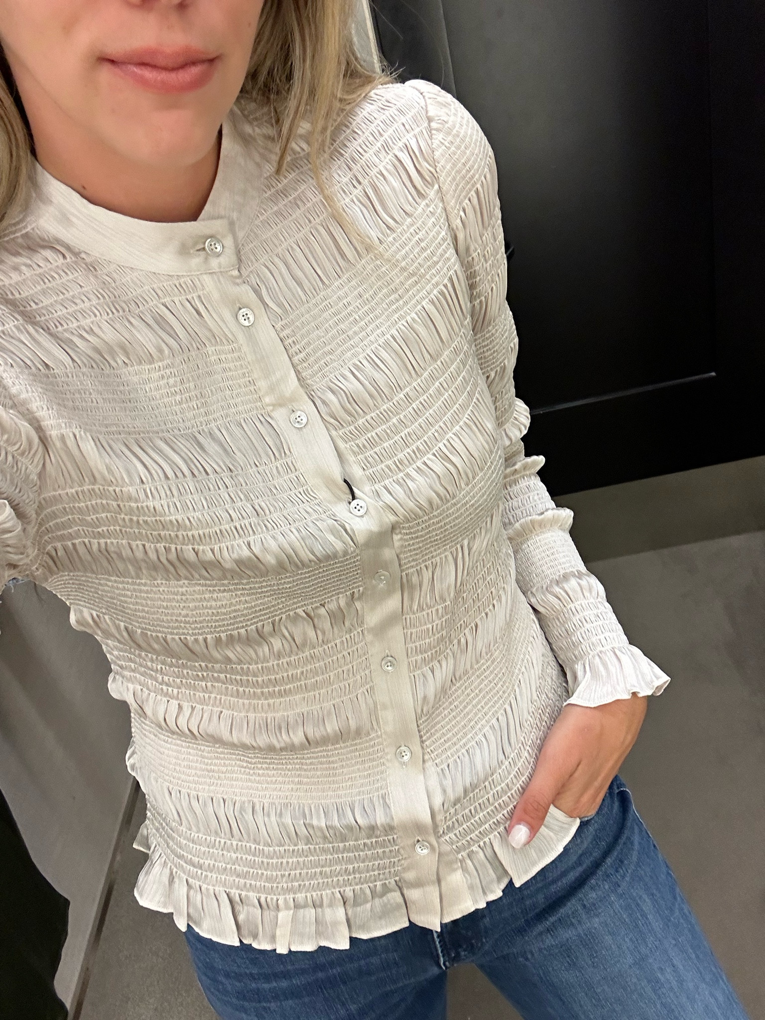 All saints ruched blouse on Nordstrom anniversary sale. Wearing size 4. 

#LTKSummerSales #LTKSaleAlert #LTKxNSale