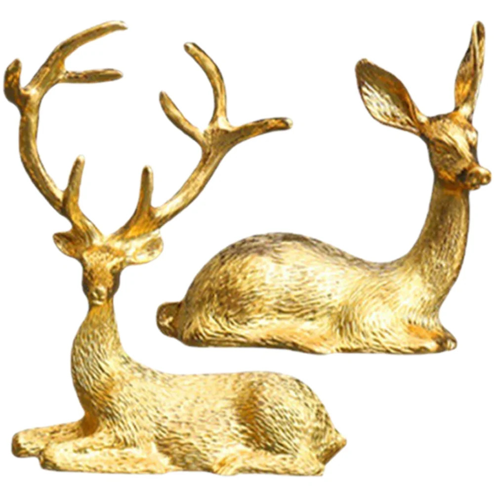 2 Pcs Decor Home Table Christmas Animal Collectible Figurine Reindeer Tabletop Metal Decorations | Walmart (US)