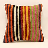 Turkish Kilim Pillow 16X16 in 40X40 cm Handmade Pillow Cover Decor Pillowcase Ethnic Throw Pillow Vi | Amazon (US)