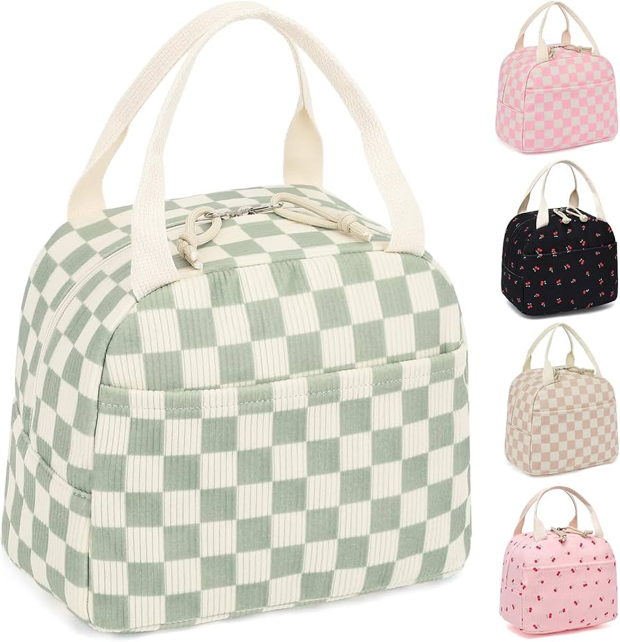 Lunch Box for Women Girls, Kids Corduroy Lunch Bags Large Capacity Reusable Insulated Lunch Tote ... | Amazon (US)