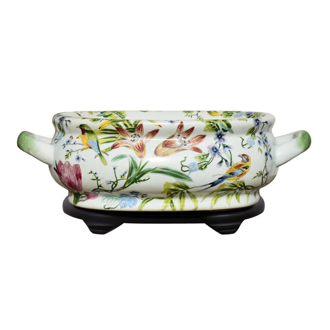 Multicolor Floral Bird Motif Foot Bath Basin 16.5" Length Base Included - Etsy | Etsy (Global)