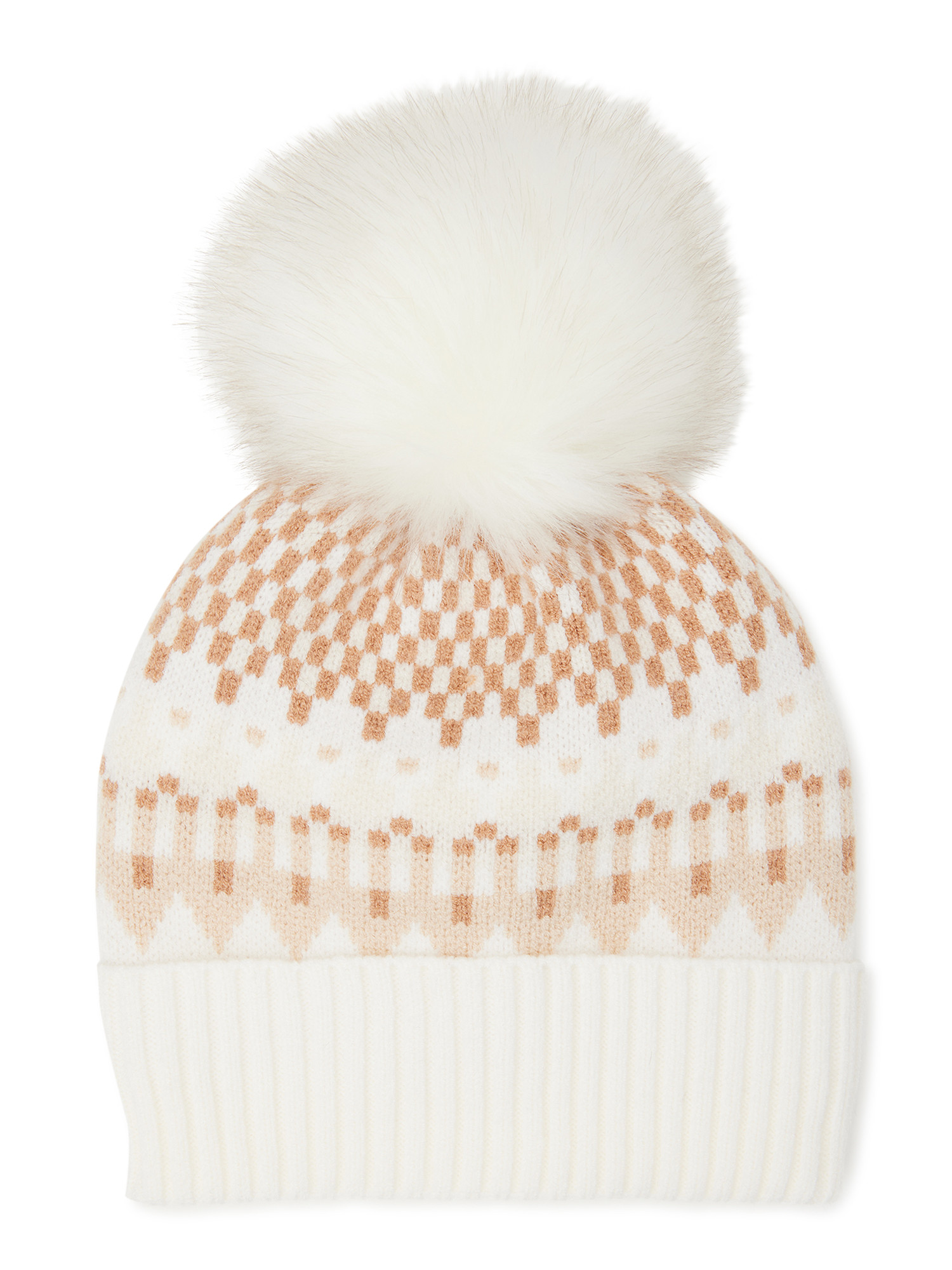 Time and Tru Women’s Fair Isle Knit Beanie Hat with Pom Pom | Walmart (US)