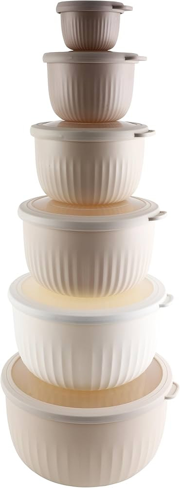 COOK WITH COLOR Prep Bowls with Lids- Deep Mixing Bowls Nesting Plastic Small Mixing Bowl Set wit... | Amazon (US)