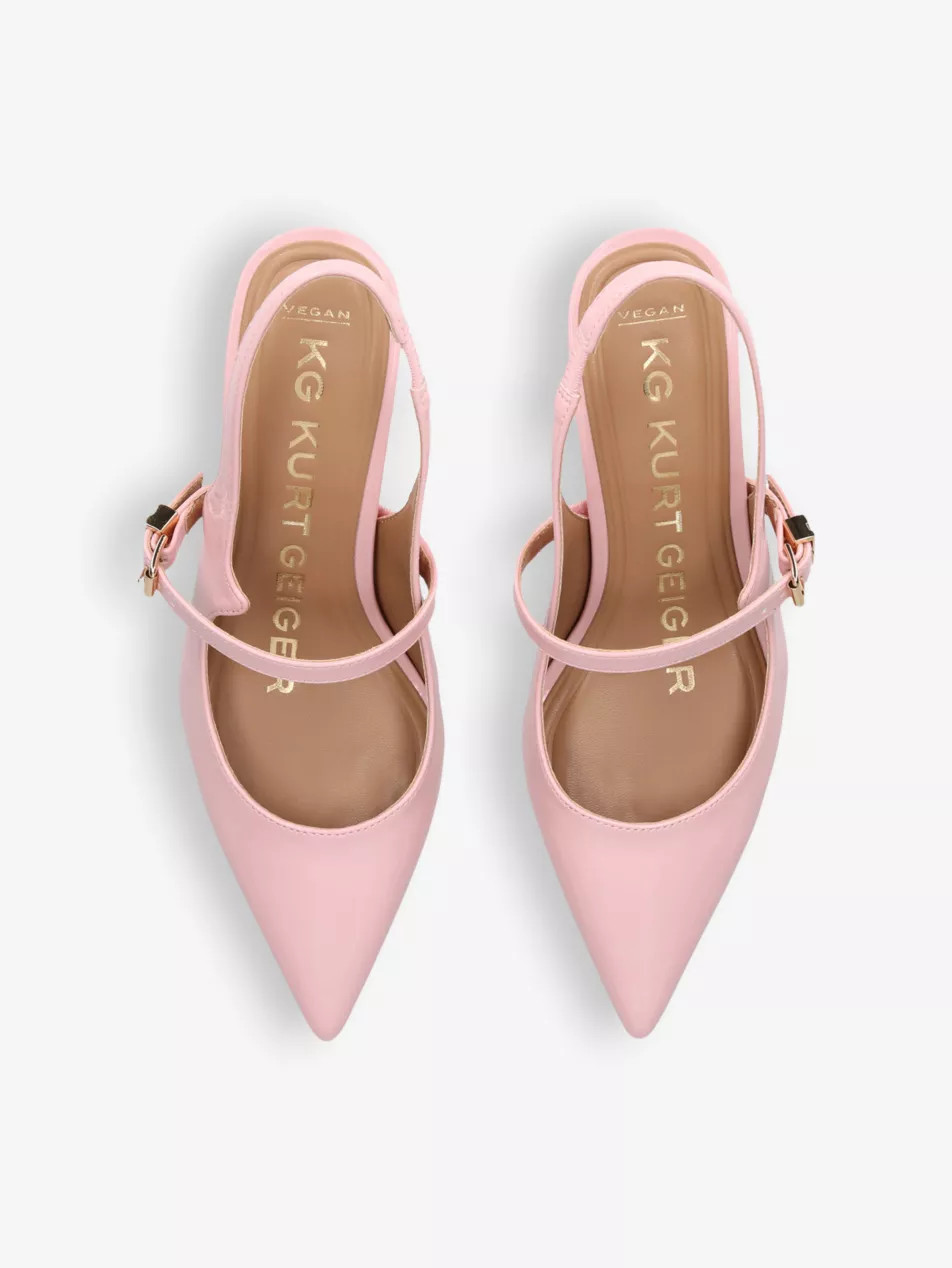 Alina logo-buckle patent faux-leather heeled courts | Selfridges