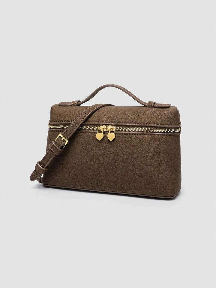 1pc Solid Color Litchi Grain PU Square Crossbody Bag, Suitable For Women's Daily Fashion Matching... | SHEIN