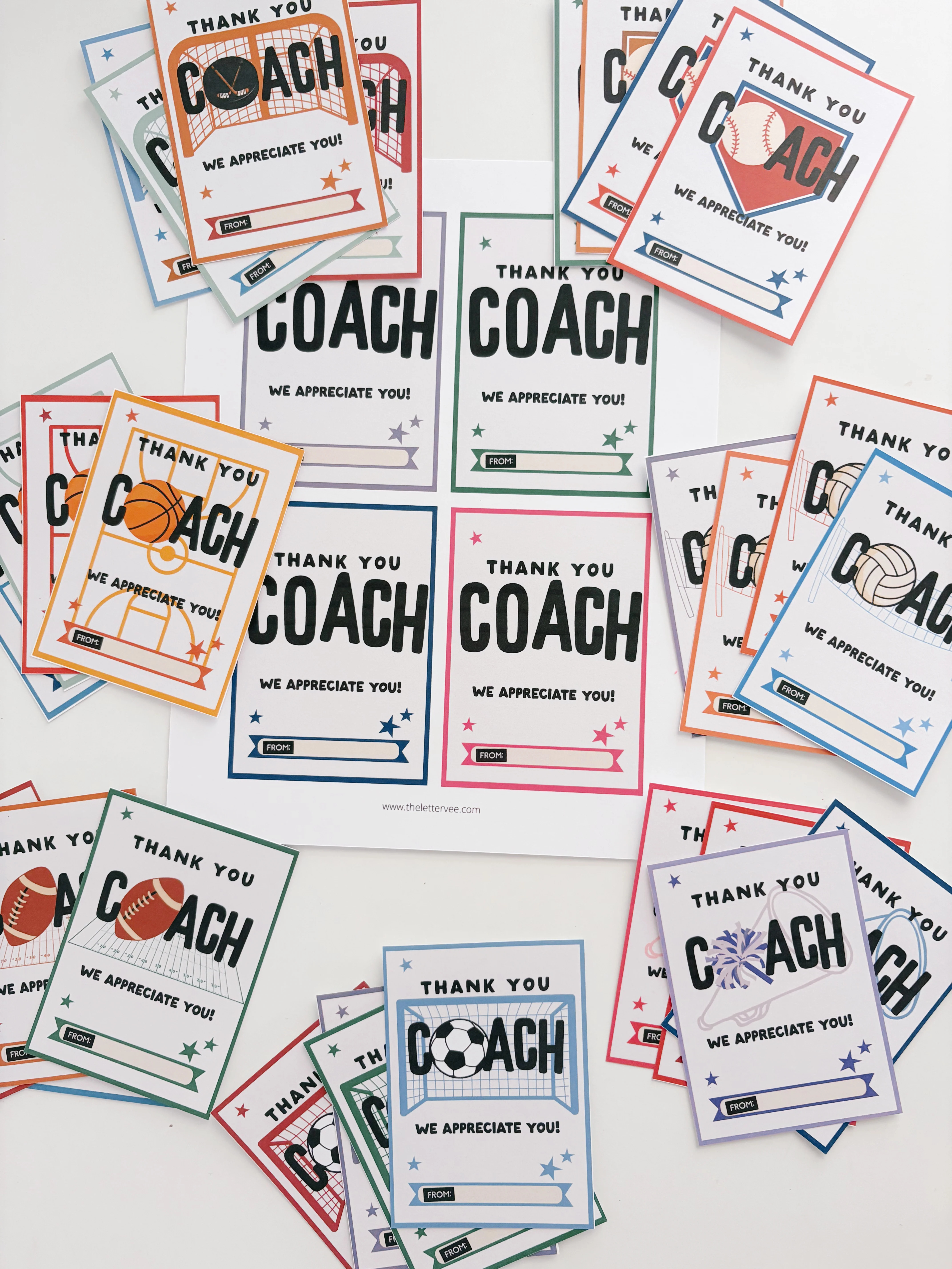 Thank You Coach Tags | Printable Coach Appreciation Gift Tags | The Letter Vee