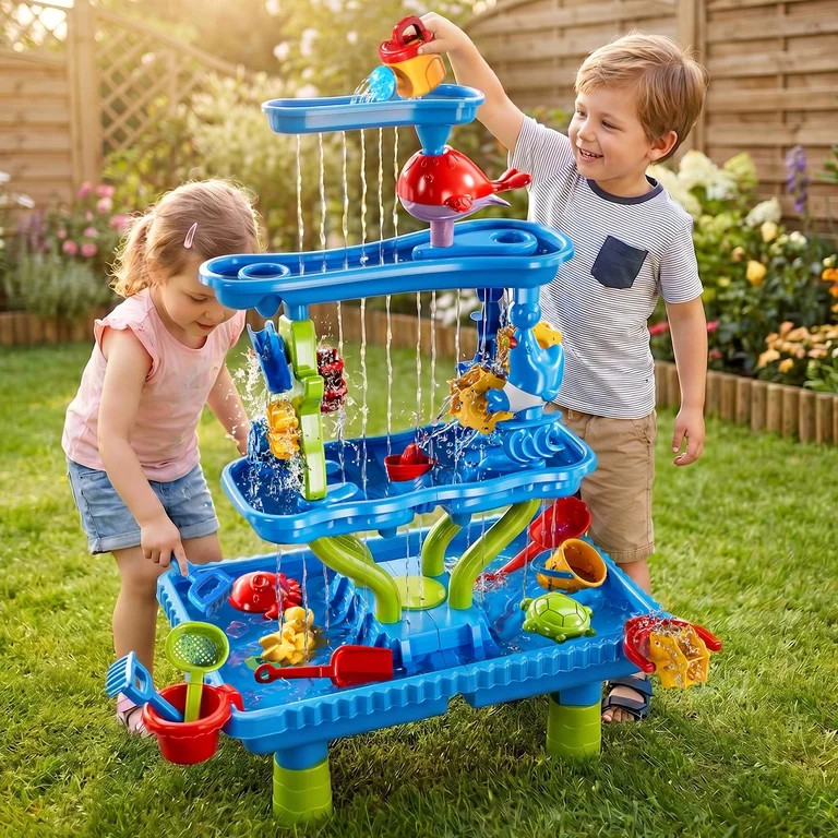 Lucky Doug 4-Tier Water Table Sand Beach Outdoor Toys, Kids Outdoor Toys Water Play Set for Toddl... | Walmart (US)