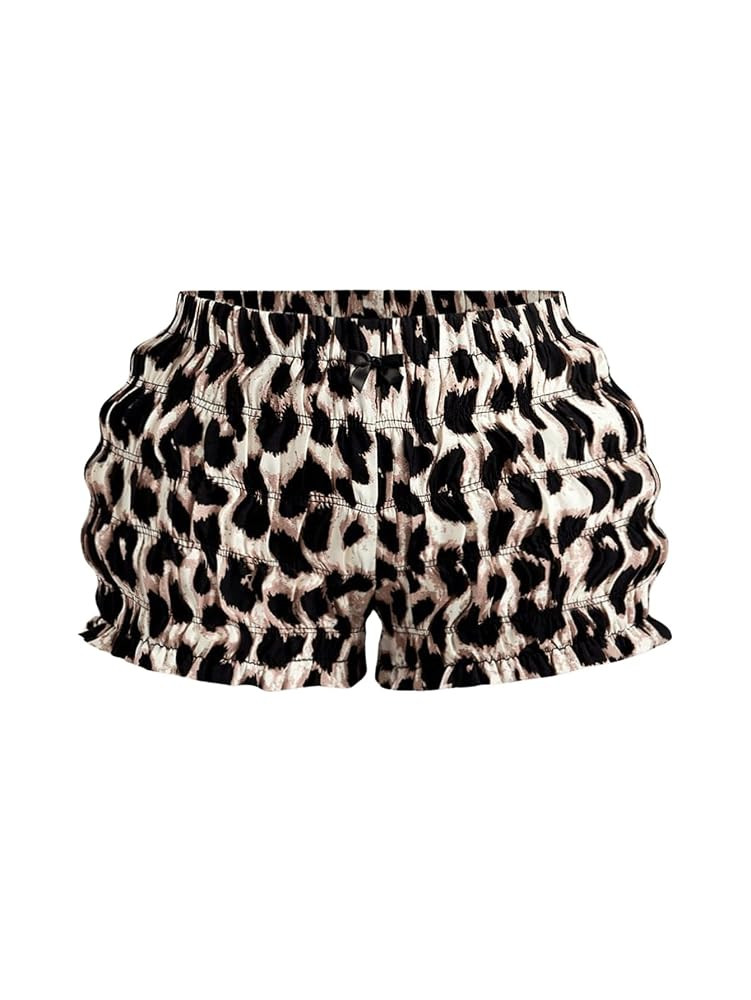 SOLY HUX Ruffle Shorts for Women Leopard Print Y2k Lolita Bloomers Elastic Low Rise Shorts | Amazon (US)