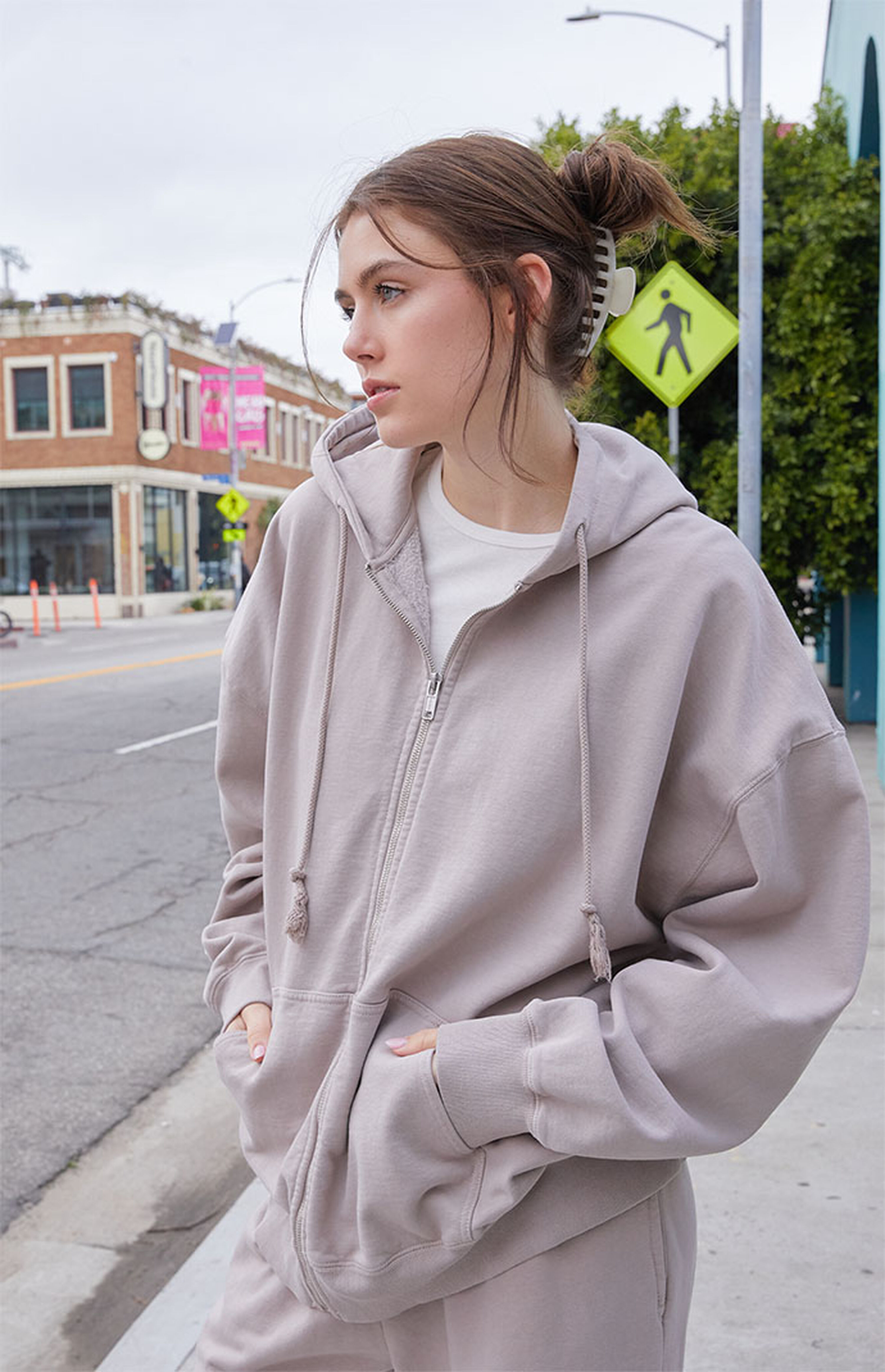 John Galt Taupe Full Zip Hoodie | PacSun