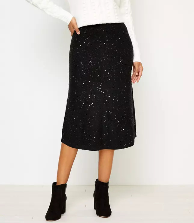 Sequin Sweater Midi Skirt | LOFT