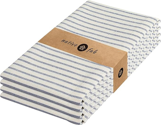Native Fab 4 Pack Farmhouse Stripe Kitchen Dish Towels Cotton Super Absorbent Quick Drying Reusab... | Amazon (US)