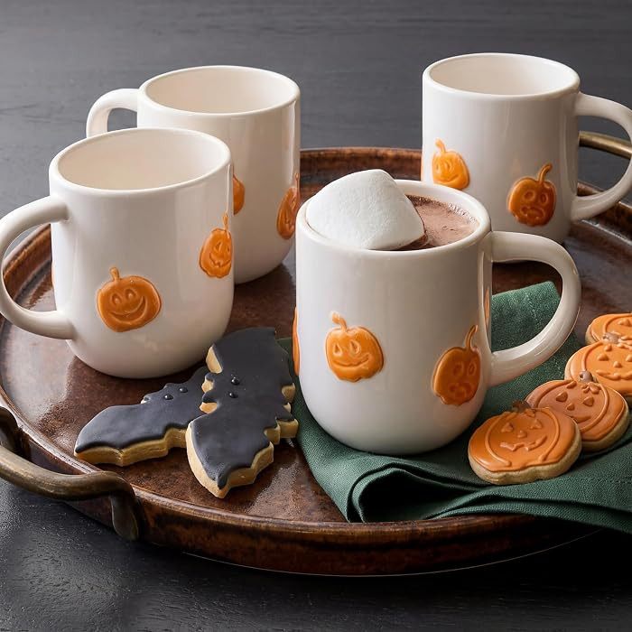 Halloween Pumpkin Mug Set of 4, Halloween Ceramic Coffee Cup Bulk | Amazon (US)