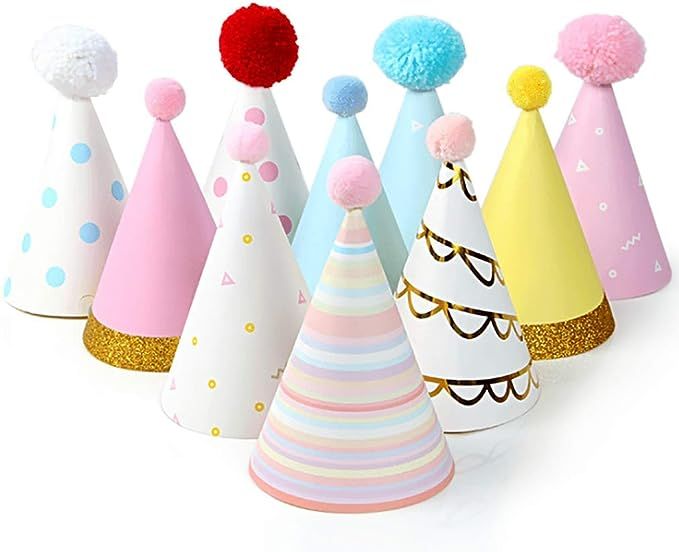 Colorful Party Hats - Fun Celebration Kit of 10 Cone Party Hats for Kids Birthday Party and DIY C... | Amazon (US)