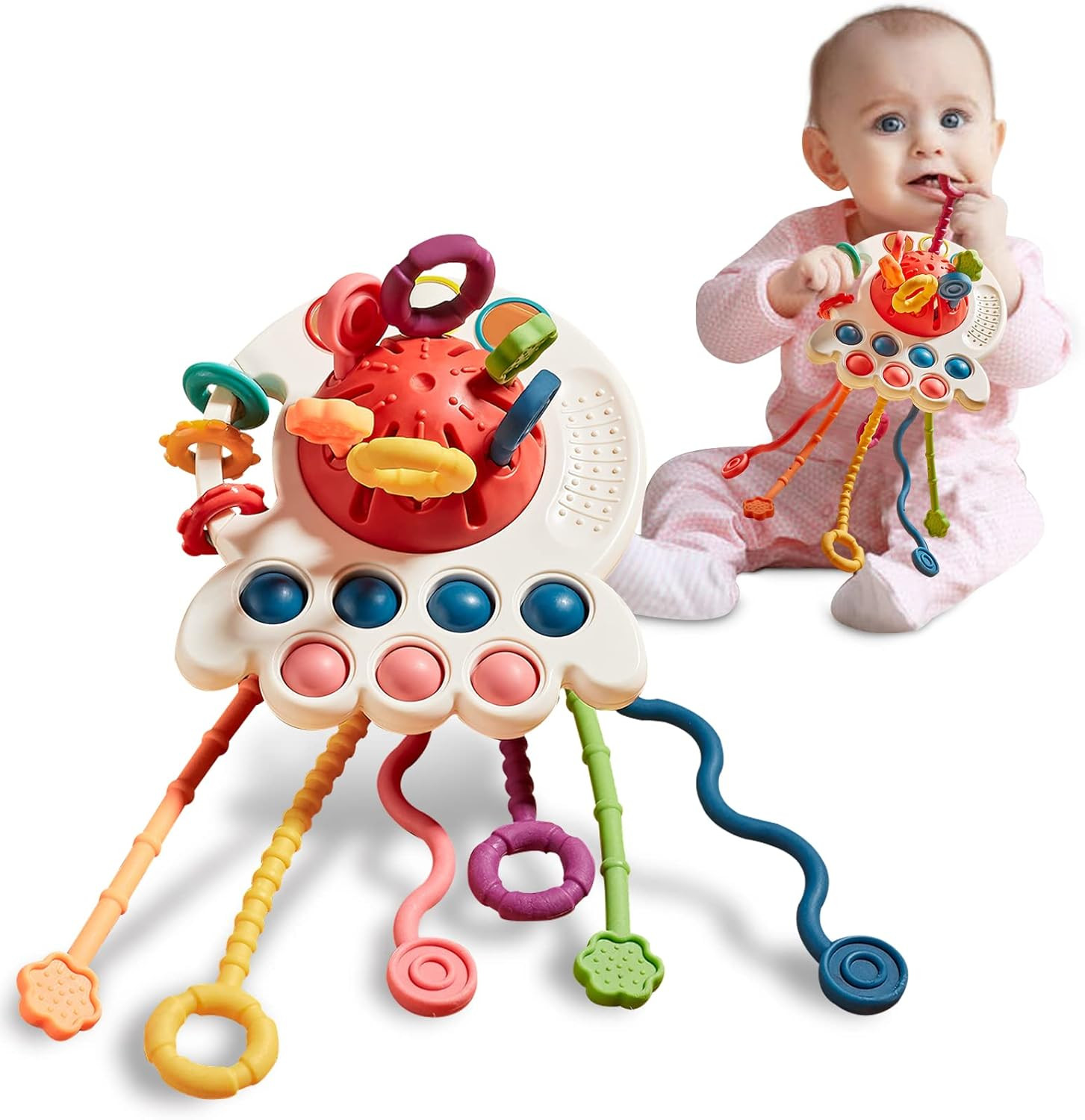 PRAGYM Baby Toys 6 to 12 Months, Sensory & Montessori Toys for 1 Year Old, Octopus Pull String To... | Amazon (US)