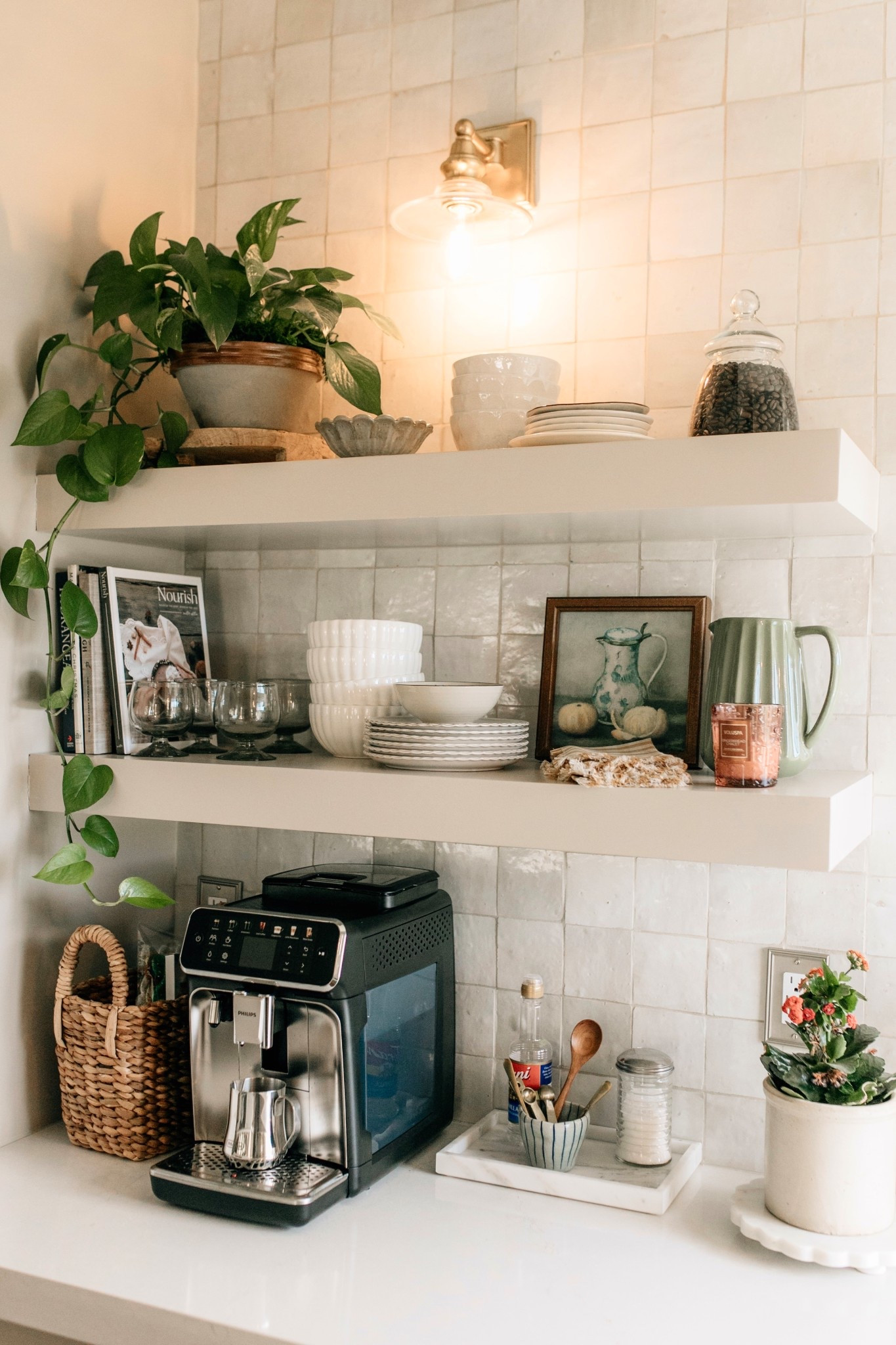 Coffee bar and open shelving idea. Linked all the fun things you can add to your coffee space ☕️ 

#LTKHome #LTKmomlife #LTKdayinmylife