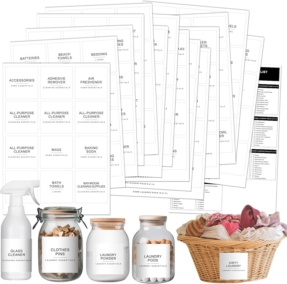 Cludoo 168PCS Minimalist Laundry Room Organize Label Preprinted Waterproof Laundry Label Sticker ... | Amazon (US)