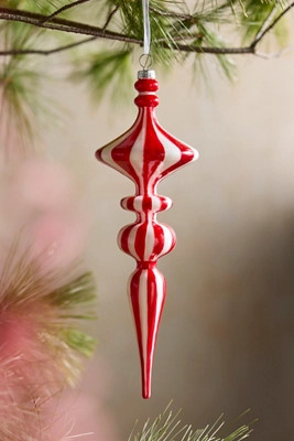 Peppermint Finial Glass Ornament | Terrain
