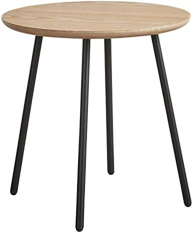 47th & Main Modern Side Table, Iron Legs - Natural Wooden Top | Amazon (US)