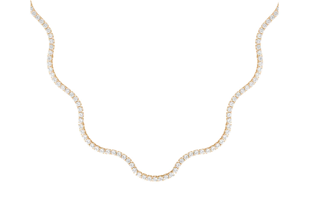 Lab Grown White Sapphire Wave Tennis Necklace | AUrate New York