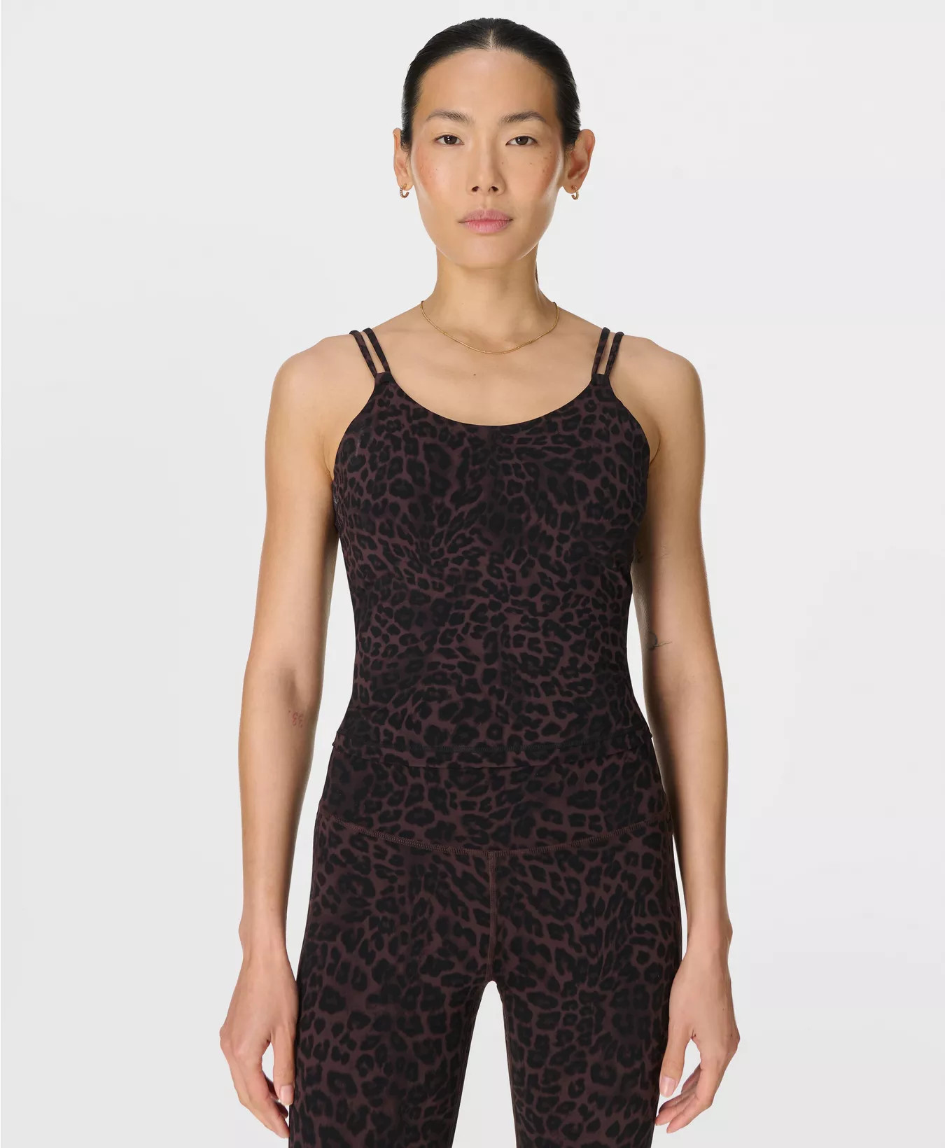 Ultimate Studio Yoga Strappy Vest - Brown Leopard Skin Print | Women's Vests | Sweaty Betty | Sweaty Betty UK