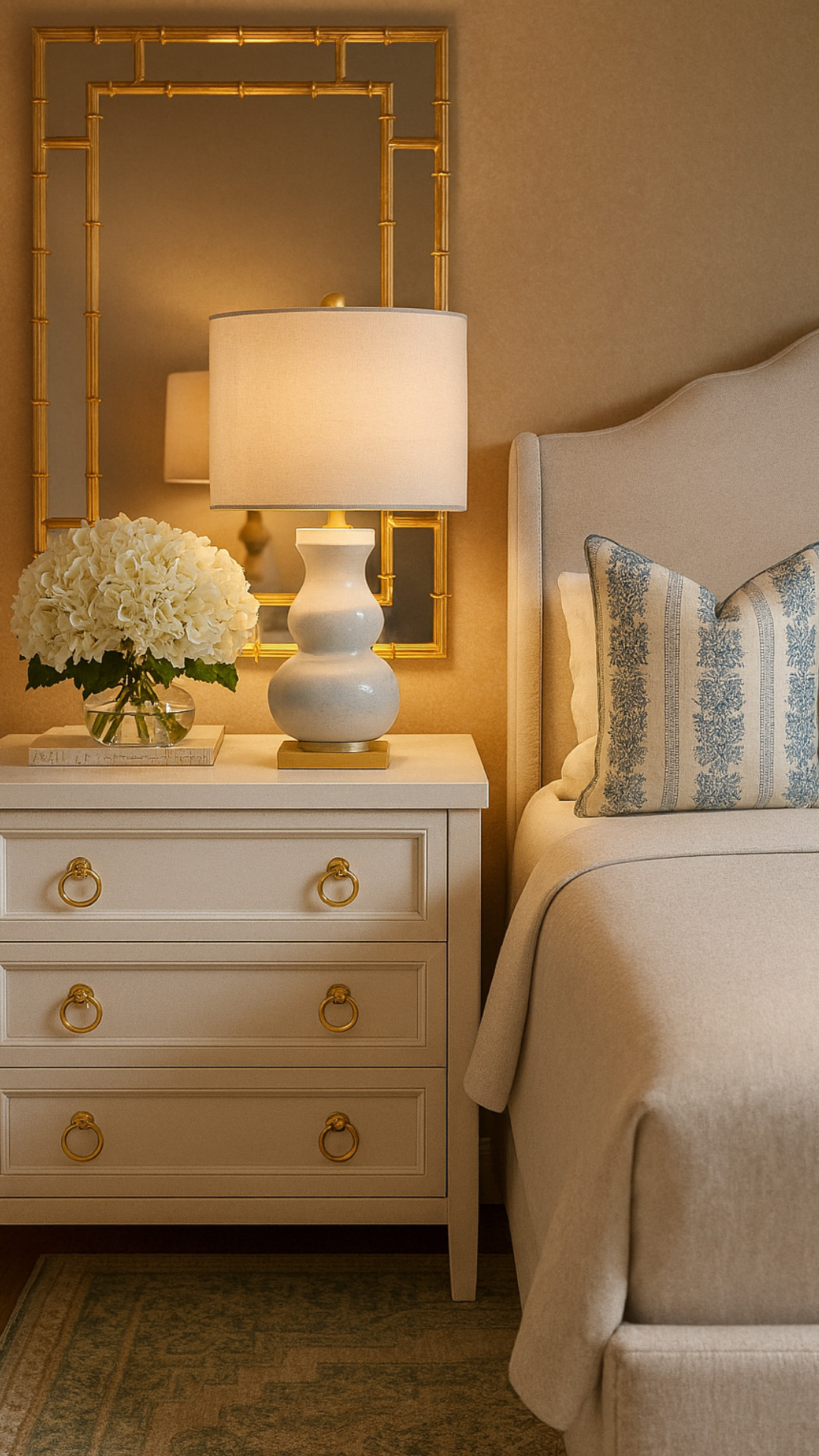 cozy bedroom design, upholstered bed, Jillian harbor pillows, euro pillows, nightstand, lamp, white bedroom  

 #LTKHome