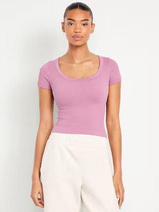 Exhale Seamless Cropped Rib T-Shirt | Old Navy | Old Navy (US)