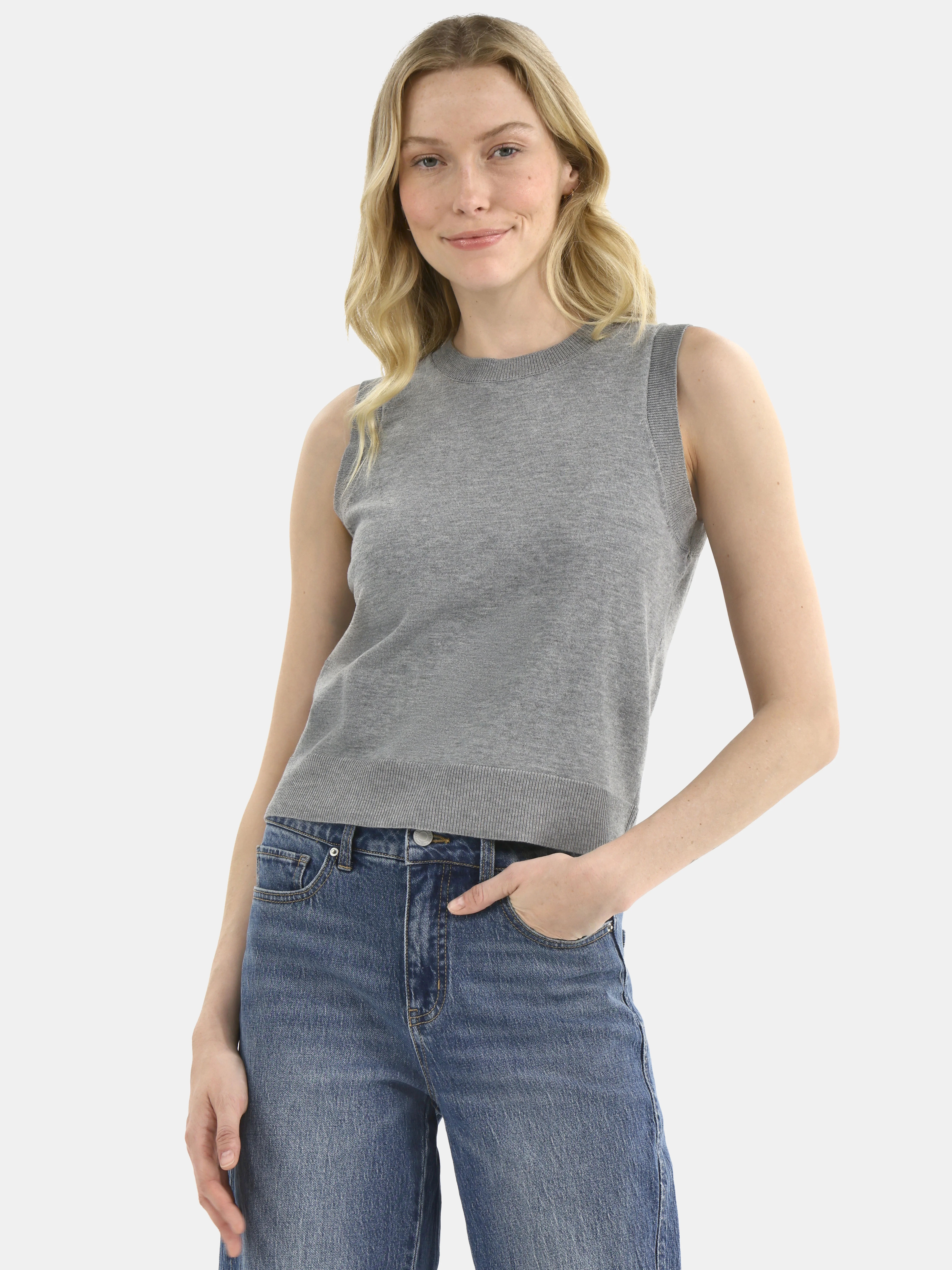 Time and Tru Women's Fine Gauge Sweater Tank Top, Lightweight, Sizes XS-XXXL | Walmart (US)
