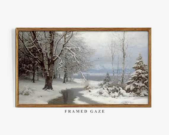 Samsung Frame TV Art Winter Landscape  Vintage Painting  - Etsy | Etsy (US)