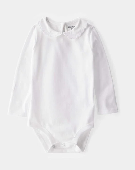 Baby Scalloped Collar Long-Sleeve Bodysuit - White - OshKosh B'gosh | Carter's | Carter's Inc