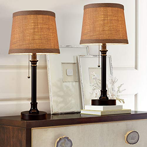 Oneach Maria Rustic Table Lamp Set of 2 Bedside Desk Lamp Reading Table Lamp Sets for Bedroom Living | Amazon (US)