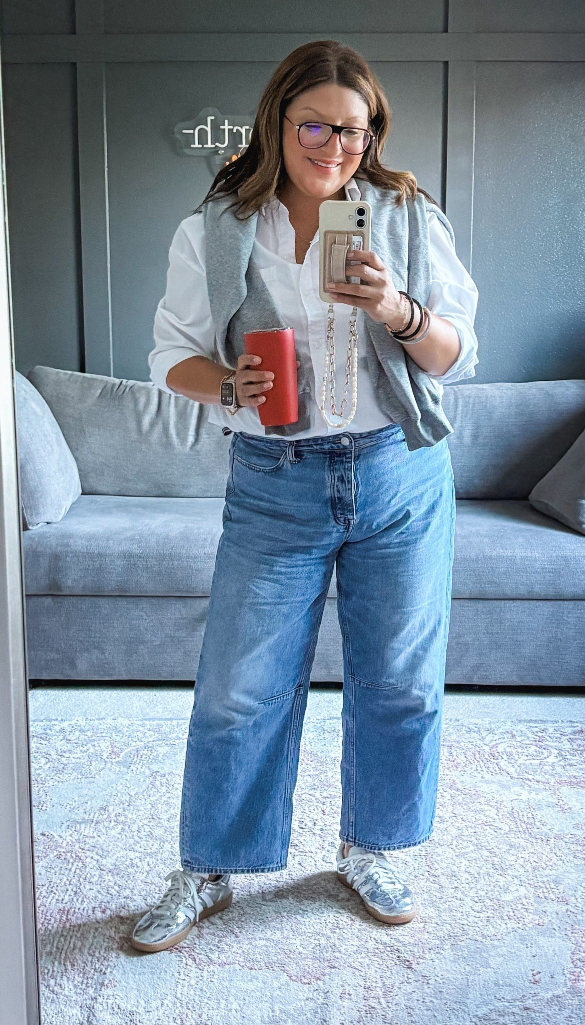 Abercrombie poplin shirt (M)
Madewell barrel leg jeans (31)
Adidas sneakers
Abercrombie Crewneck sweatshirt (L)


#LTKMidsize #LTKOver40 #LTKSaleAlert