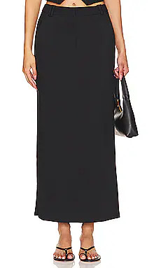 Shona Joy Irena Side Split Maxi Skirt in Black from Revolve.com | Revolve Clothing (Global)