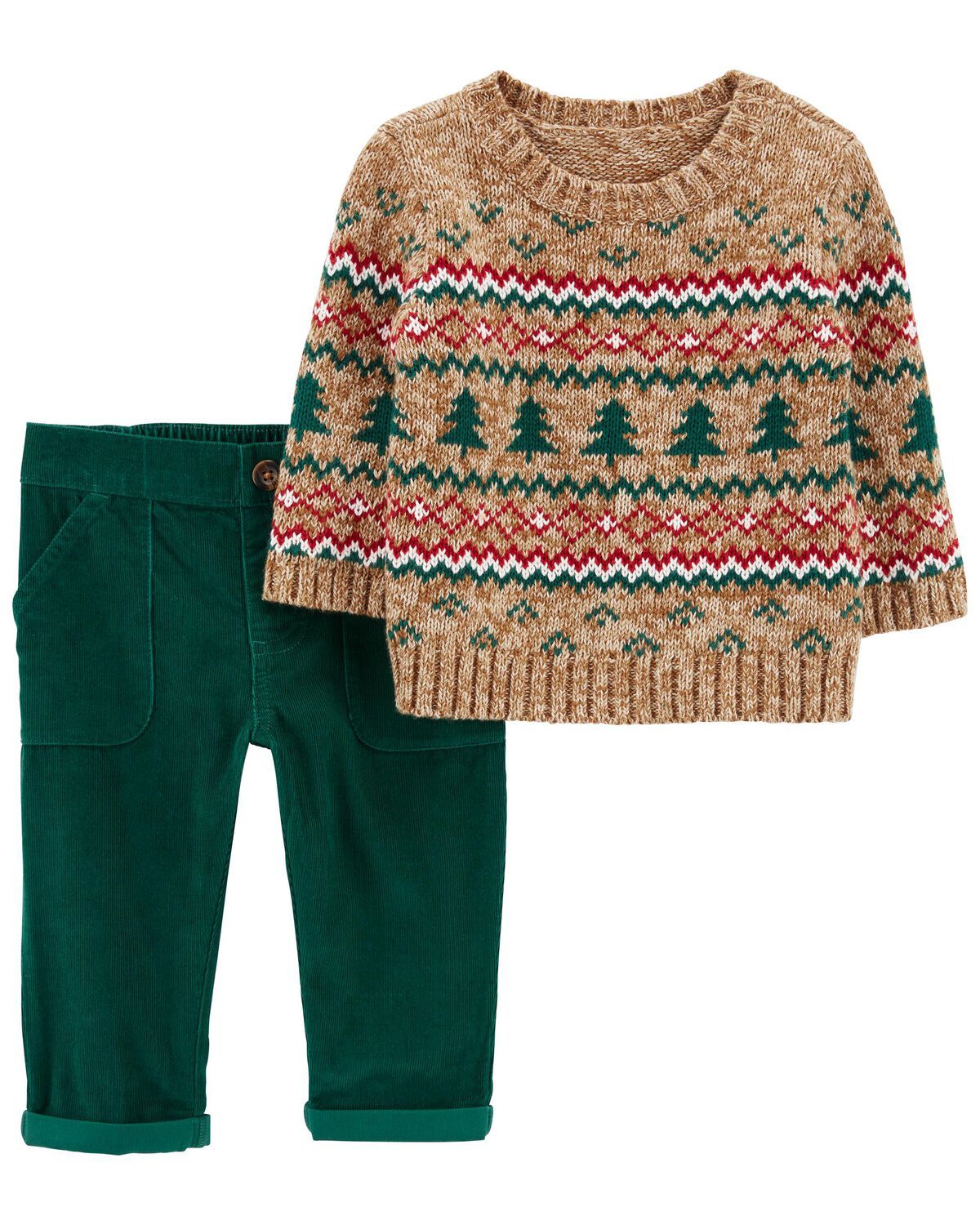 Multi Baby 2-Piece Holiday Sweater & Corduroy Pant Set | carters.com | Carter's