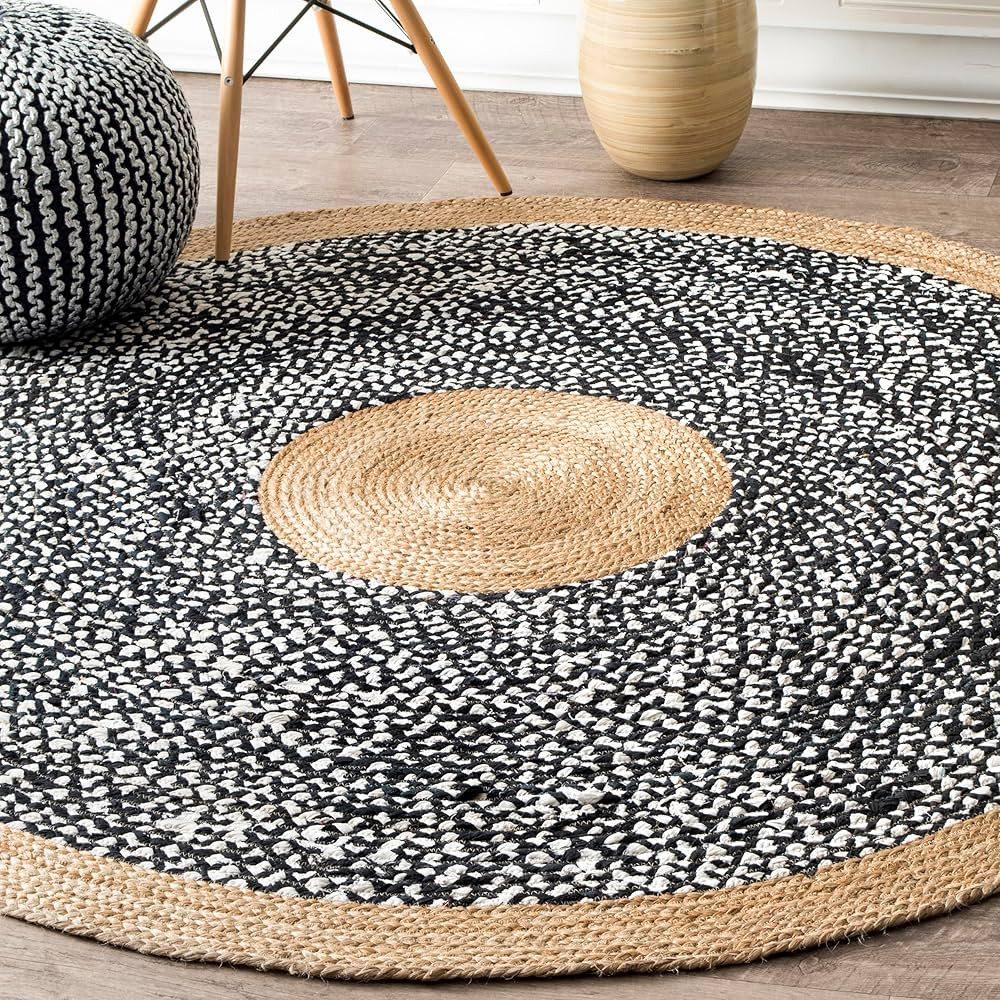 nuLOOM Lesha Natural Fiber Area Rug, 6' Round, Black | Amazon (US)