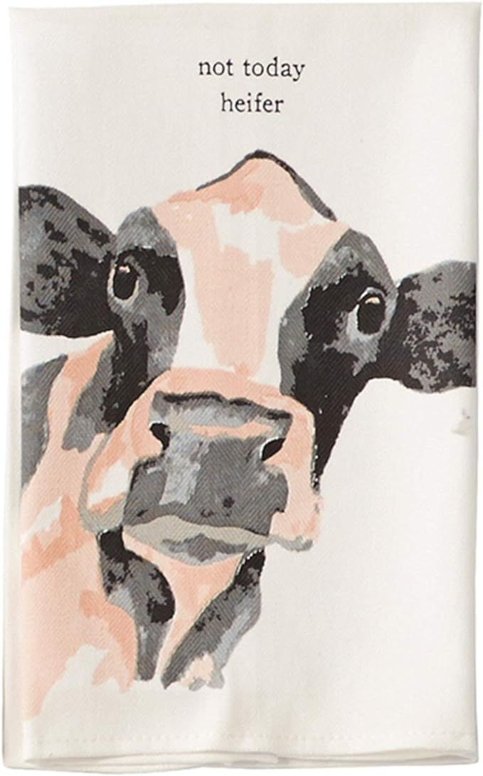 Mud Pie Farm Dish Towel, 26" x 16 1/2", Cow | Amazon (US)