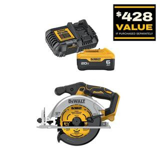 DEWALT 20V MAX Lithium-Ion Cordless Brushless 6-1/2 in. Sidewinder Style Circular Saw with 6.0 Ah... | The Home Depot