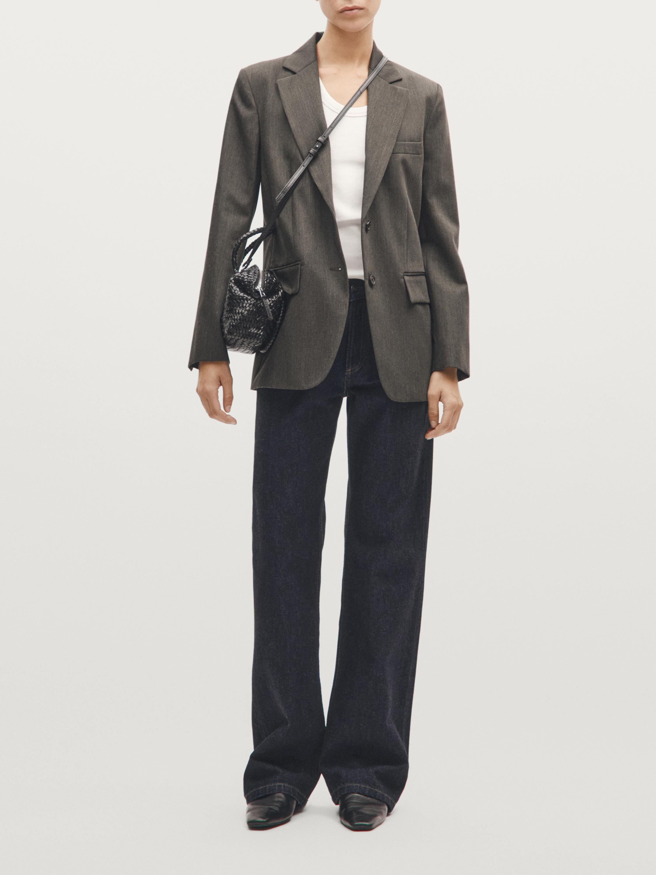 Small woven nappa leather satchel bag | Massimo Dutti UK