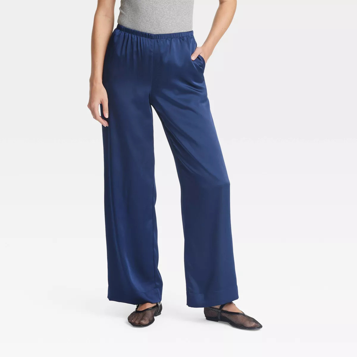 Women's Mid-Rise Satin Pull-On Pants - A New Day™ | Target
