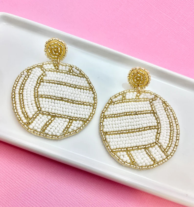 Beaded Volleyball Earring Volleyball Coach Gym Teacher - Etsy | Etsy (US)