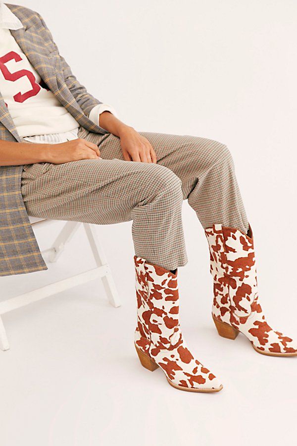 Dagget Printed Western Boot by Jeffrey Campbell at Free People, Tan / White Cow, US 7.5 | Free People (Global - UK&FR Excluded)