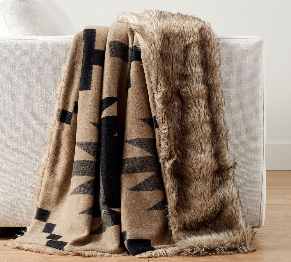 Pendleton Spider Rock Faux Fur Back Throw Blanket | Pottery Barn (US)