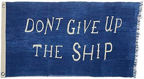 Vintage Indigo Flag, 100% Cotton, Don't Give Up the Ship (19" x 35" in.) | Amazon (US)