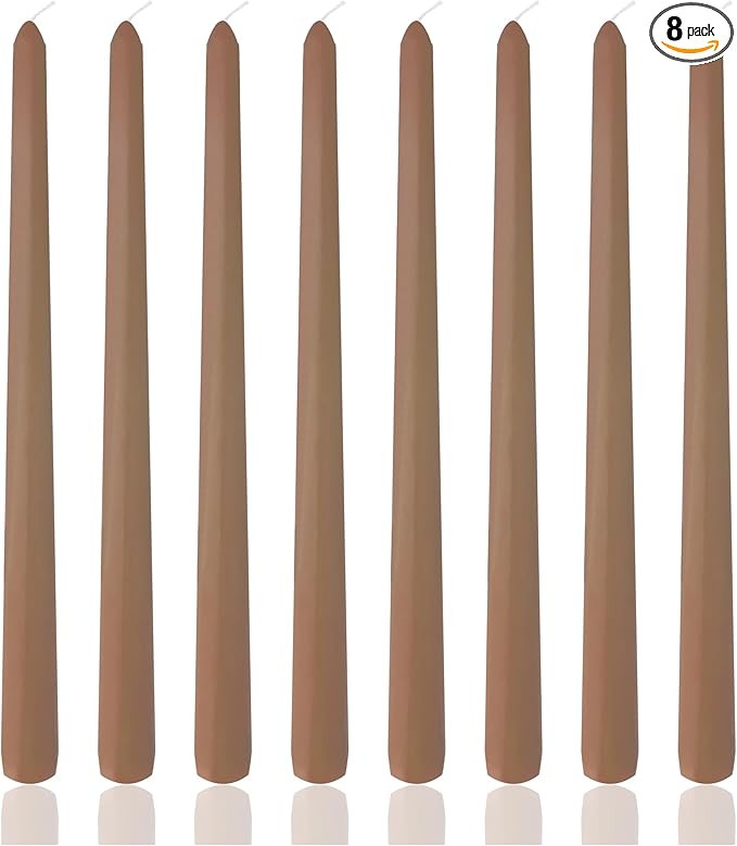 8 Pack 10 Inch Brown Taper Candles for Dinner Home Decor Wedding Shower | Amazon (US)